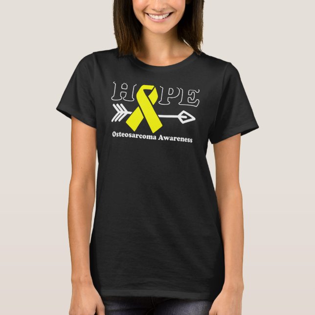 Camiseta Esperança de que Osteosarcoma conheça Fita Amarela (Frente)