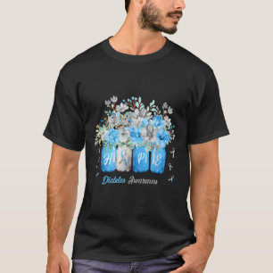 Camiseta Esperança Diabetes Consciencialização Flores Azuis