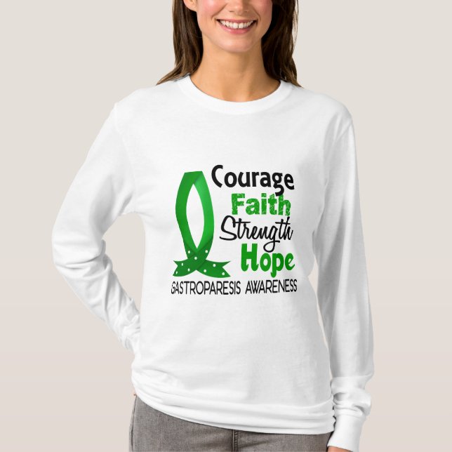 Camiseta Esperança Gastroparesis da força da fé da coragem (Frente)