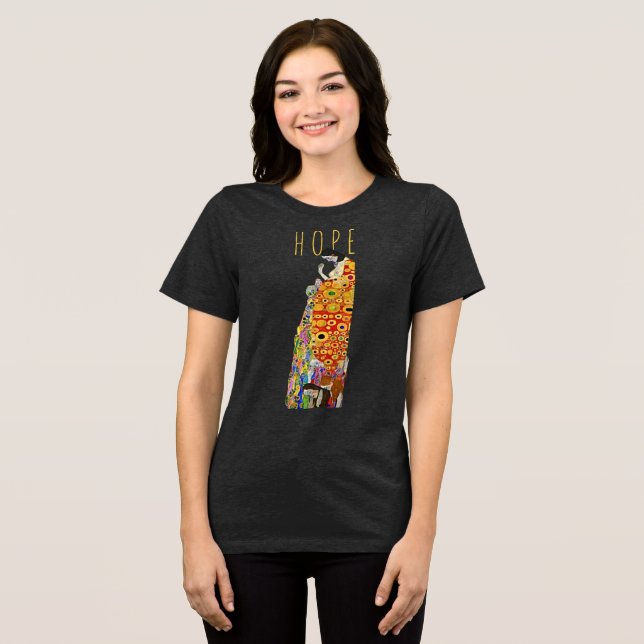 Camiseta Esperança II: Arte do Klimt sobre Tee Soft Tri-Ble (Frente Completa)