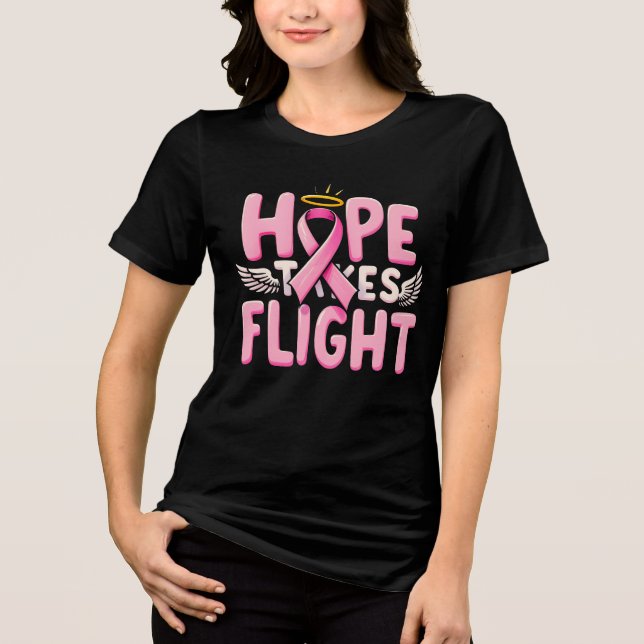 Camiseta Esperança leva voo - Cancer de Fita Rosa (Frente)