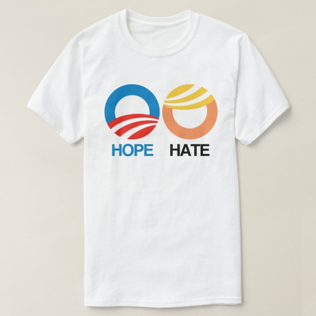 Camiseta ESPERANÇA (Obama) vs. ÓDIO (Trump) (Frente do Design)