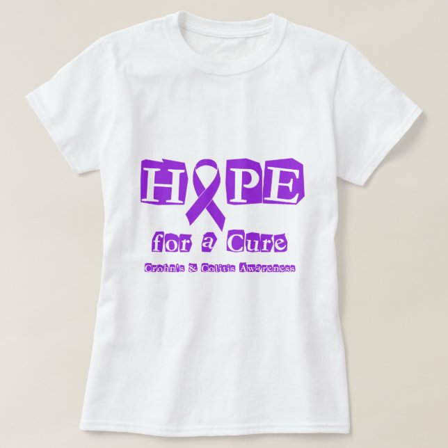 Camiseta Esperança para uma cura para Crohn & colite (Frente do Design)