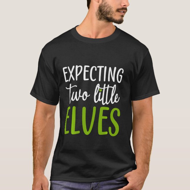 Camiseta Esperando dois pequenos bezinhos Grávida de Natal  (Frente)