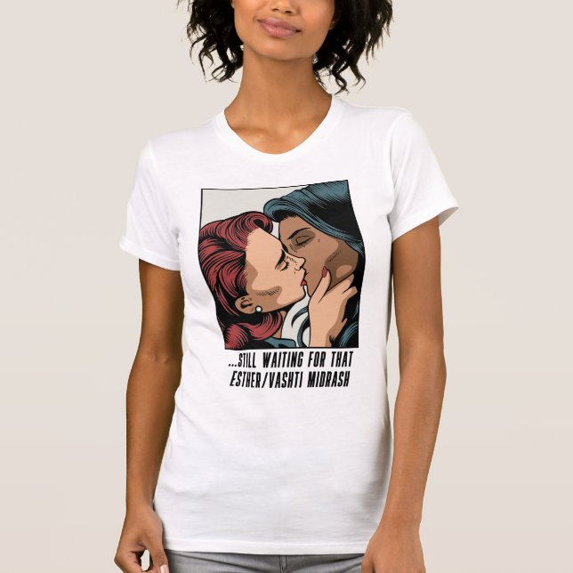 Camiseta Esperando Esther/Vashti Midrash Jewish LGBTQ+ (Frente)