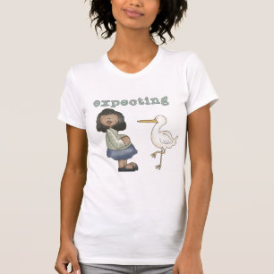 Camiseta Esperando - Mãe Afro-Americana para Ser e Stork