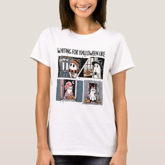 Camiseta Esperando O Dia Das Bruxas Como O Ghost Coffee Hor