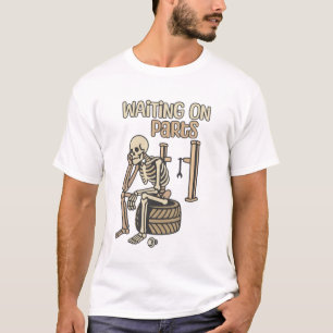 Camiseta Esperando por Peças Esqueleto Engraçado Mecânico G
