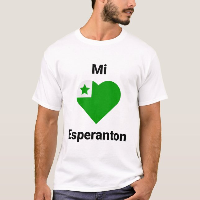 Camiseta esperanto Mi ama Esperanton (Frente)