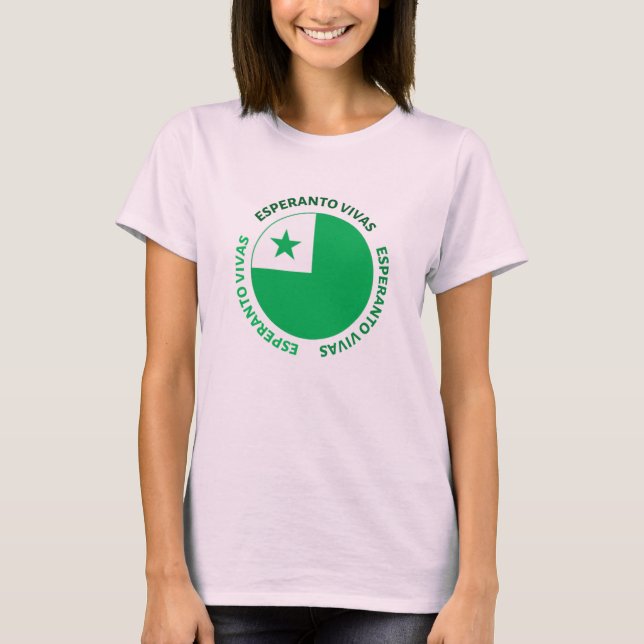 Camiseta Esperanto vivas/vive design com a palavra-arte T-S (Frente)