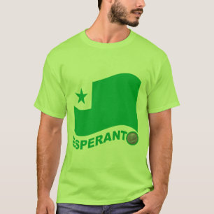 Camiseta Esperanto wavy flag+text e zamenhof,