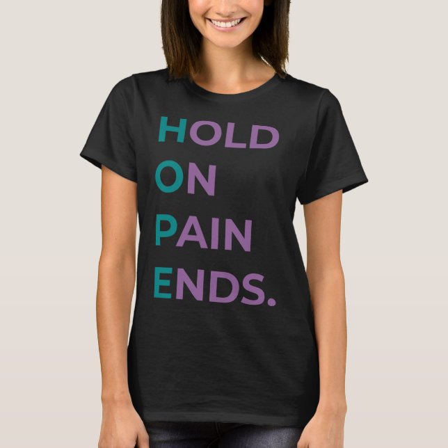 Camiseta Esperar Dor Termina Esperança Sobrevivência da Con (Frente)
