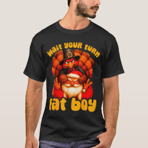 Camiseta Espere Sua Vez Gordinho Peru Papai Noel Dia de Açã