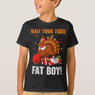 Camiseta Espere Sua Vez Peru De Ação De Graças Engraçado Pa