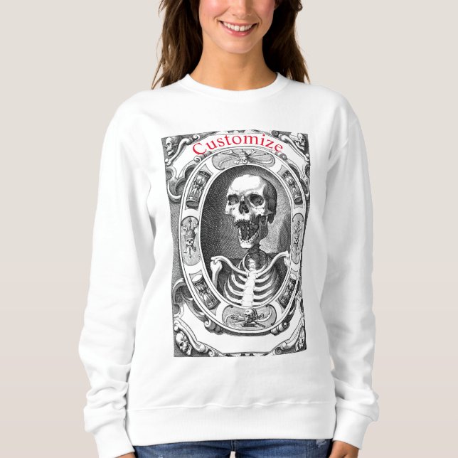 Camiseta Espessa do Crânio Humano Spooky_Cove (Frente)