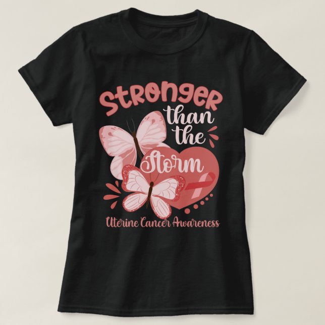 Camiseta Espessura do Cancer Uterino da Fita de Pêssego da  (Frente do Design)