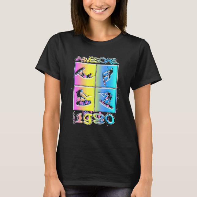 Camiseta Espetacular desde 1980 Estilo de Vida de Wakeboard (Frente)