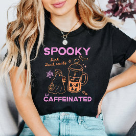 Camiseta Espetacular, mas Cafeinado Rosa Laranja Halloween 