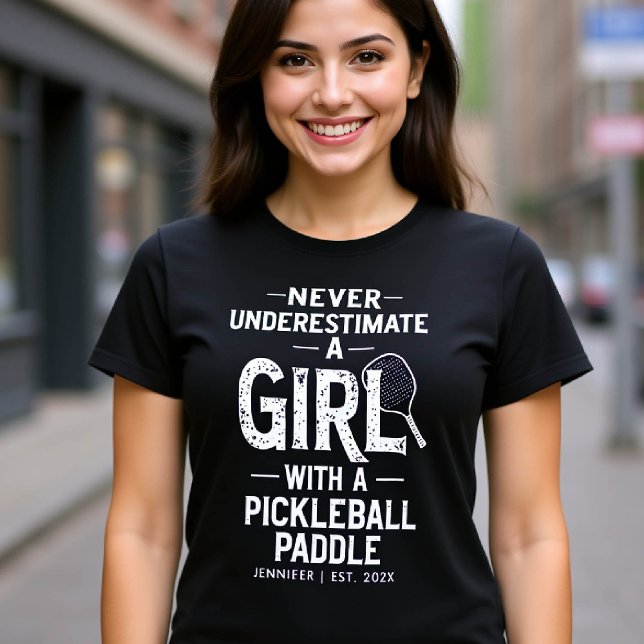 Camiseta Espetáculo de Espetáculo de Espetáculo Personaliza (pickleball gift personalized funny shirt women typography paddle birthday christmas club mom friend)
