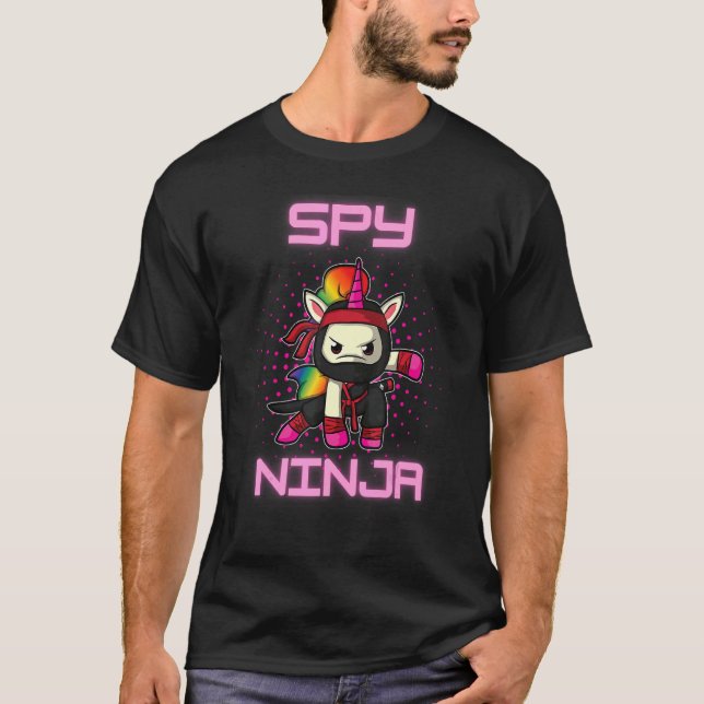 Camiseta Espião de Jogos legal Unicorn Ninja Garota Ninja K (Frente)