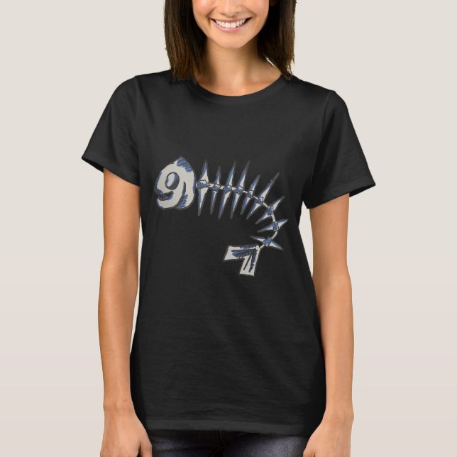 Camiseta espinha de peixe feliz -azul (Frente)