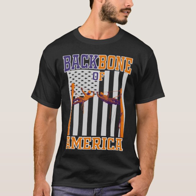 Camiseta Espinha dorsal da América Lineman Lineworker (Frente)