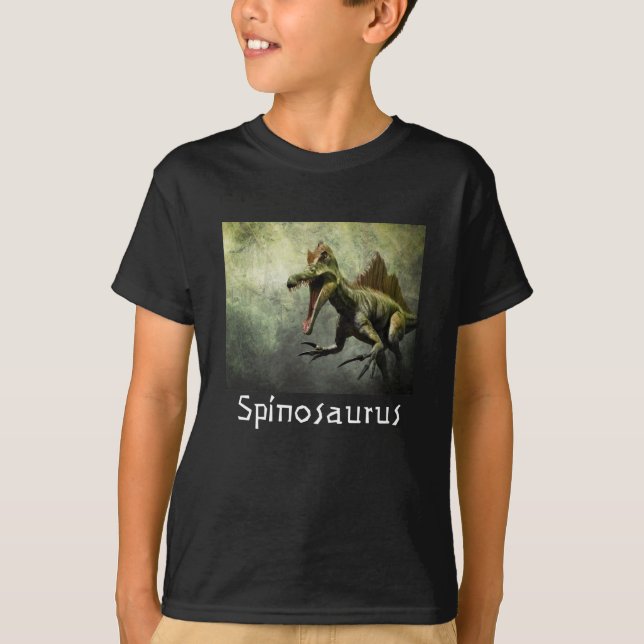 Camiseta Espinossauro Dinossauro em Camisa-T da Floresta Pr (Frente)