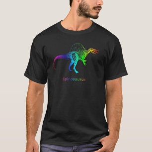 Camiseta Espinossauro Dinossauro Esqueleto Arco-Íris