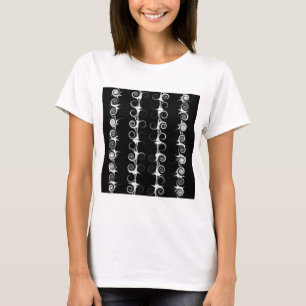 Camiseta Espirais e Ondulações Preto e Branco Padrão