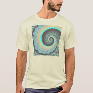 Camiseta Espiral de Arte Fractal Laranja abstrato azul Turq