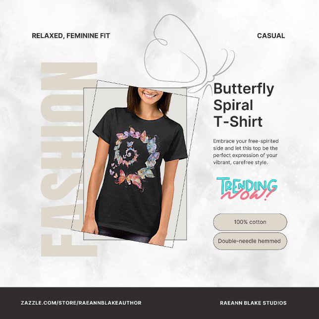 Camiseta Espiral de Borboleta  (Criador carregado)