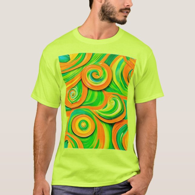 Camiseta Espiral Verde e Laranja (Frente)