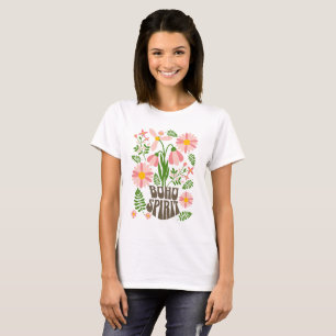 Camiseta Espírito Boho Floral Estética Retro