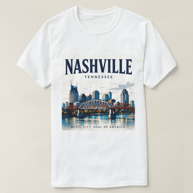 Camiseta Espírito da Cidade Musical de Nashville (Frente do Design)