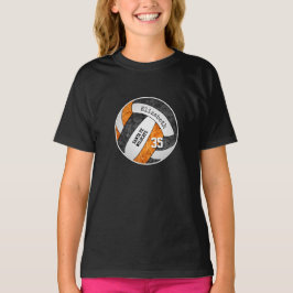 Camiseta espírito da equipe de vôlei da menina laranja negr