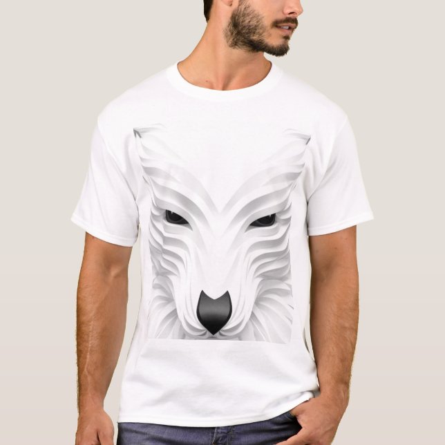 Camiseta Espírito da Neve - Impressão de Arte do Lobo Branc (Frente)