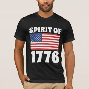 CAMISETA ESPÍRITO DE 1776 CAMISAS-T PRETAS PATRIÓTICAS