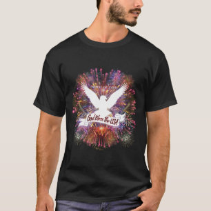 Camiseta Espírito de Águia de 1776 Deus Abençoe os EUA Fogo