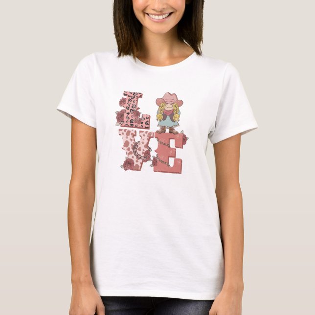 Camiseta Espírito de Amor e Cowgirl - Estilo Vintage Countr (Frente)