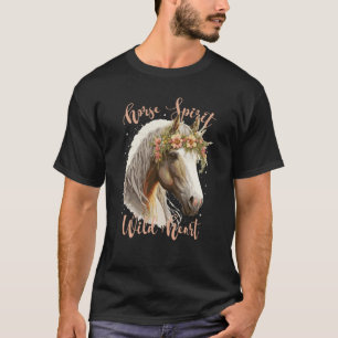 Camiseta Espírito de Cavalo Coração Selvagem Floral Fazenda