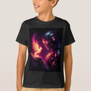 Camiseta Espírito de Fogo Fênix Robô Futurista Cibernético