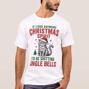 Camiseta Espírito de Gato de Natal Engravura Vintage Divert