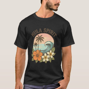 Camiseta Espírito de Hula Onda de Surf Retro Hibisco Plumer