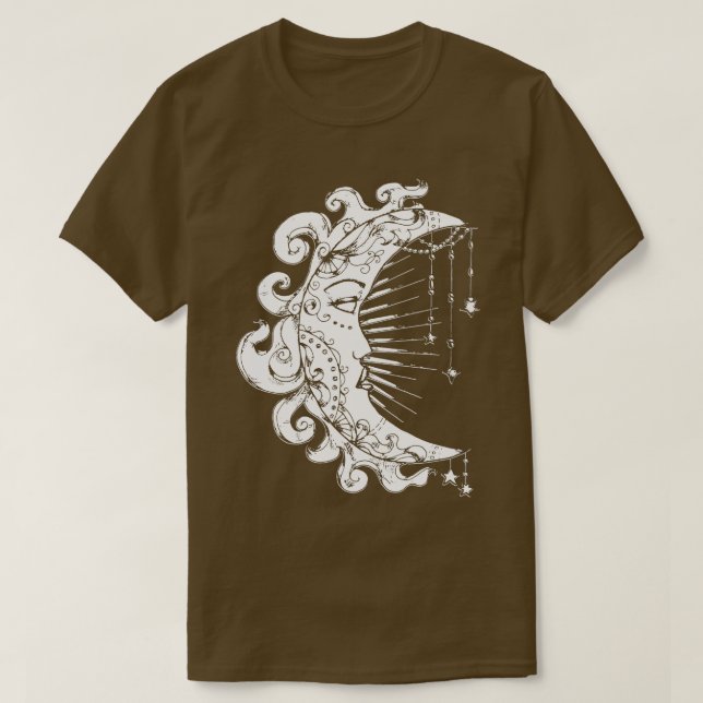 Camiseta Espírito de Moon Crescente Gótico Gótico Astrologi (Frente do Design)