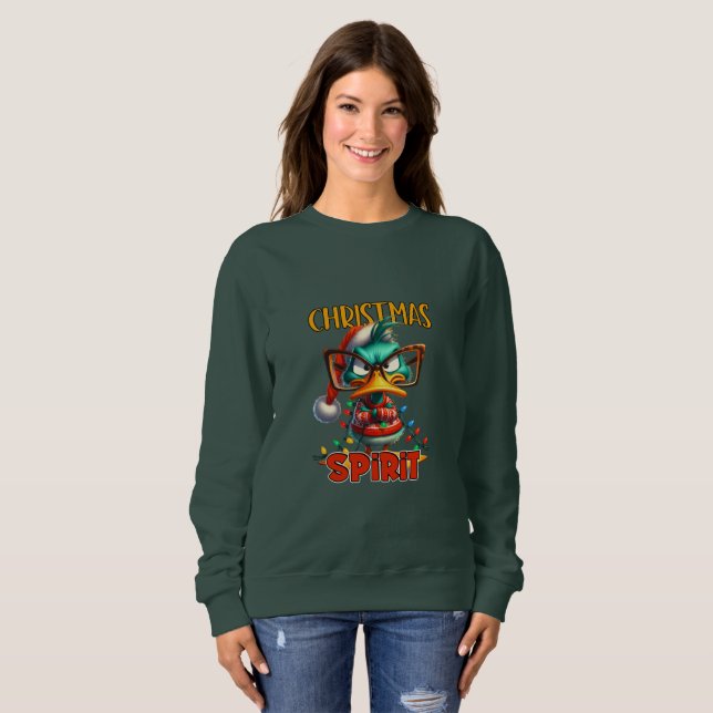 Camiseta Espírito de Natal do Pato Verde Grumpy (Frente Completa)
