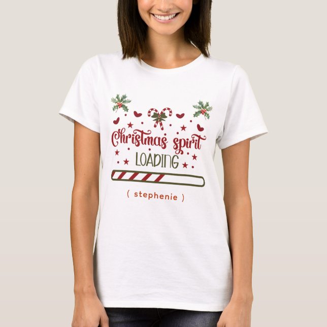 Camiseta Espírito de Natal Personalizado Carregando (Frente)