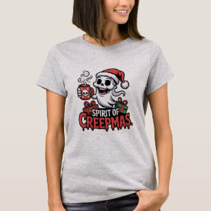 Camiseta Espírito do Creepmas   Caveira Santa de Natal Góti