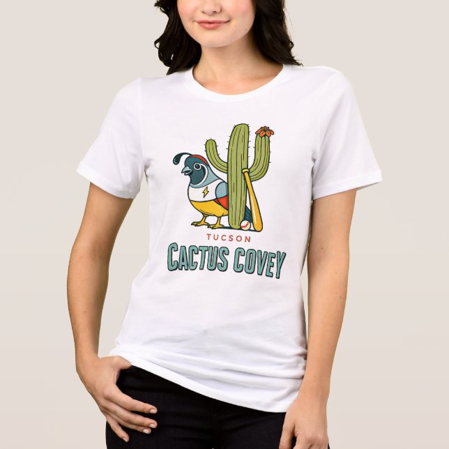 Camiseta Espírito do Deserto: Tucson Quail & Cactus Tee (Frente)