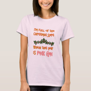 Camiseta Espírito do Natal - gim cor-de-rosa
