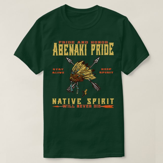 CAMISETA ESPÍRITO DO ORGULHO NATIVO-AMERICANO ABENAKI  (Frente do Design)